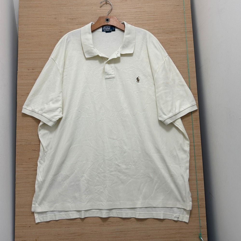 Polo Ralph Lauren Mens XXL Cream Off White Short Sleeve Pony Logo Polo Shirt